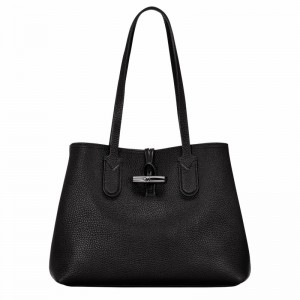 τσάντεσ tote γυναικεια Longchamp Le Roseau Essential M μαυρα Greece | 10183968001