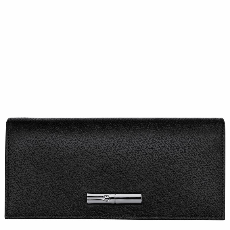 πορτοφολι γυναικεια Longchamp Le Roseau Flap μαυρα Greece | L3044HFP001