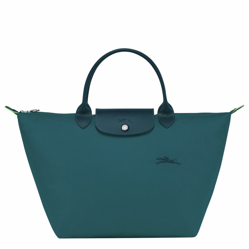 τσαντακι χειροσ γυναικεια Longchamp Le Pliage Green M παγώνι Greece | L1623919P89