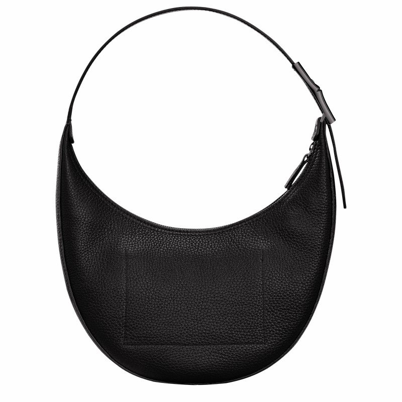 τσάντα hobo γυναικεια Longchamp Le Roseau Essential M μαυρα Greece | 10218968001