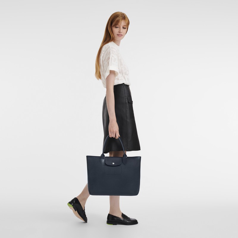 τσάντεσ tote γυναικεια Longchamp Le Pliage City L σκουρο μπλε Greece | 10182HYQ556