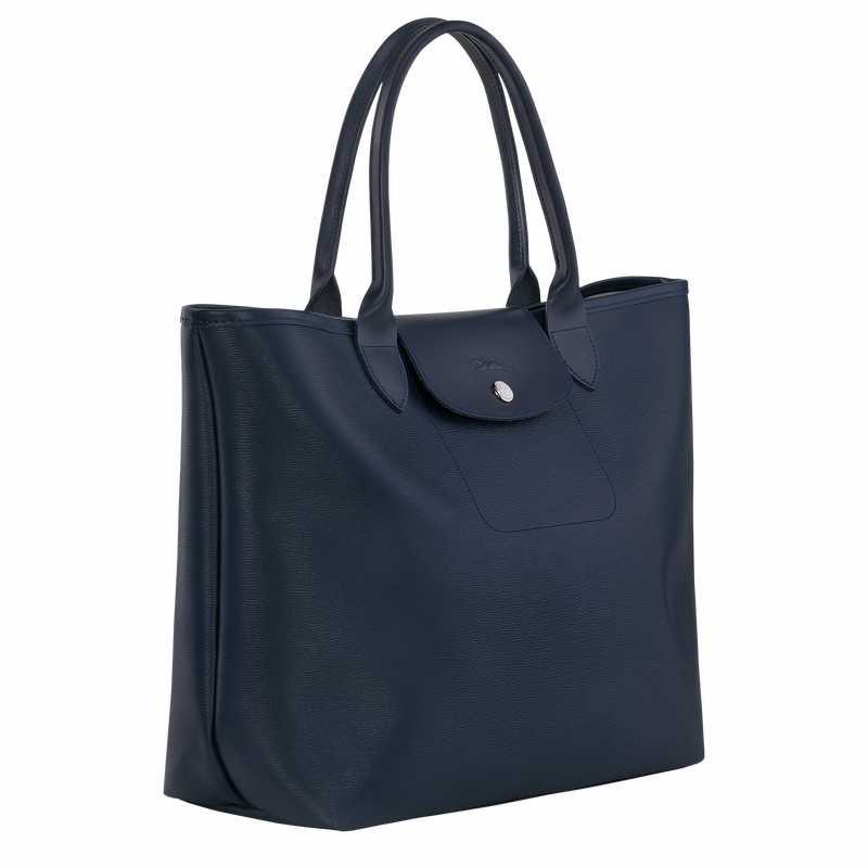 τσάντεσ tote γυναικεια Longchamp Le Pliage City L σκουρο μπλε Greece | 10182HYQ556