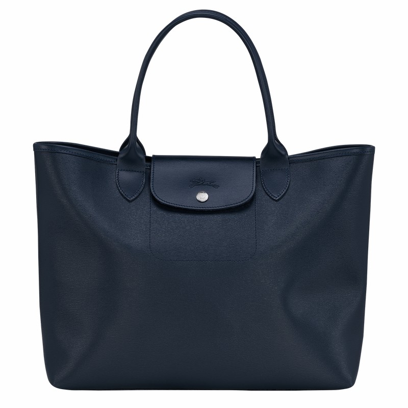 τσάντεσ tote γυναικεια Longchamp Le Pliage City L σκουρο μπλε Greece | 10182HYQ556