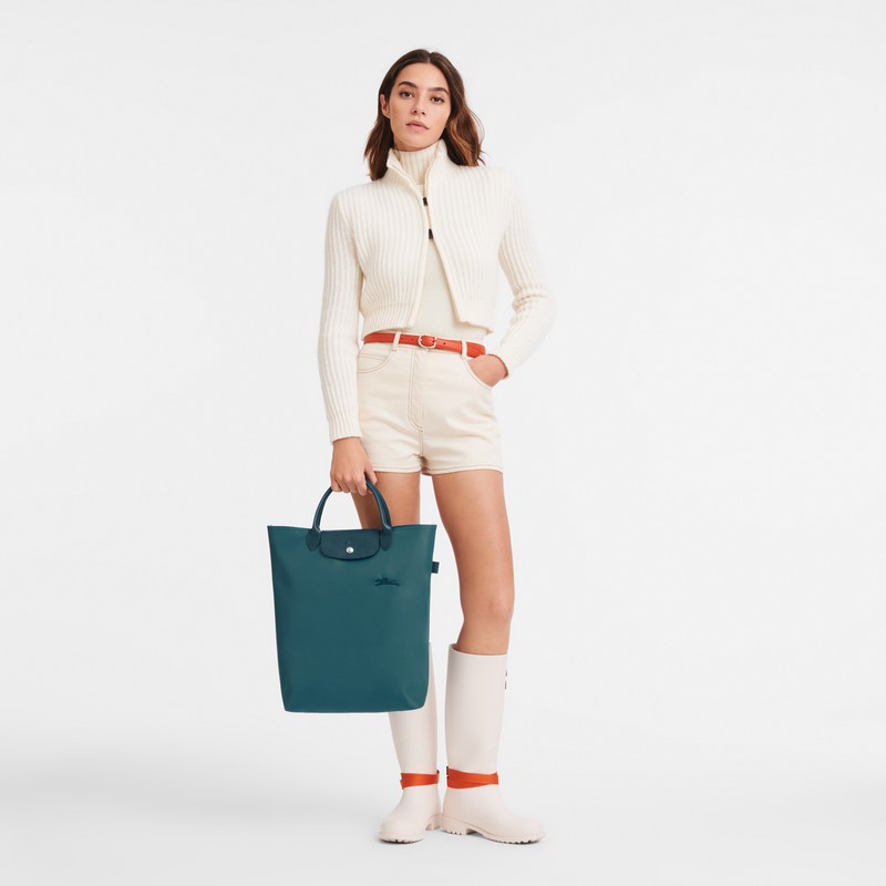 τσάντεσ tote ανδρικα Longchamp Le Pliage Green M παγώνι Greece | 10168919P89-