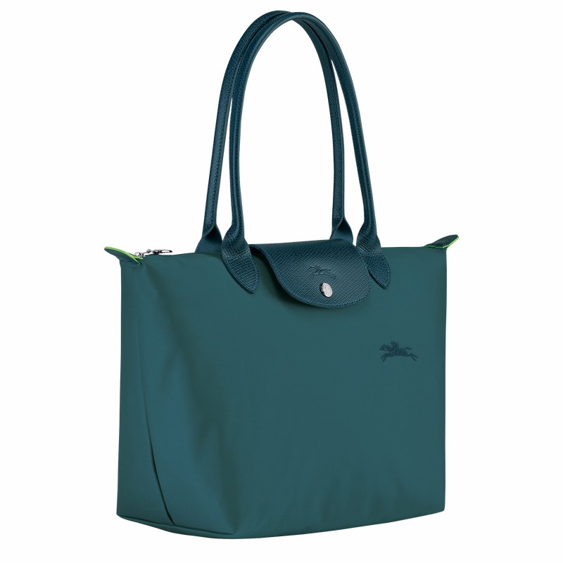 τσάντεσ tote γυναικεια Longchamp Le Pliage Green M παγώνι Greece | L2605919P89