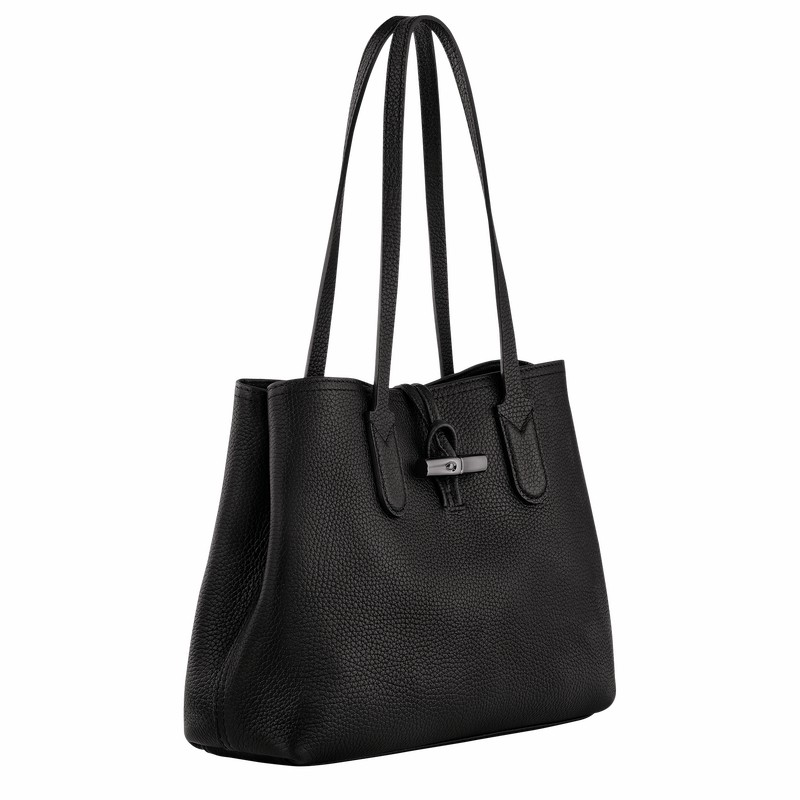 τσάντεσ tote γυναικεια Longchamp Le Roseau Essential M μαυρα Greece | 10183968001